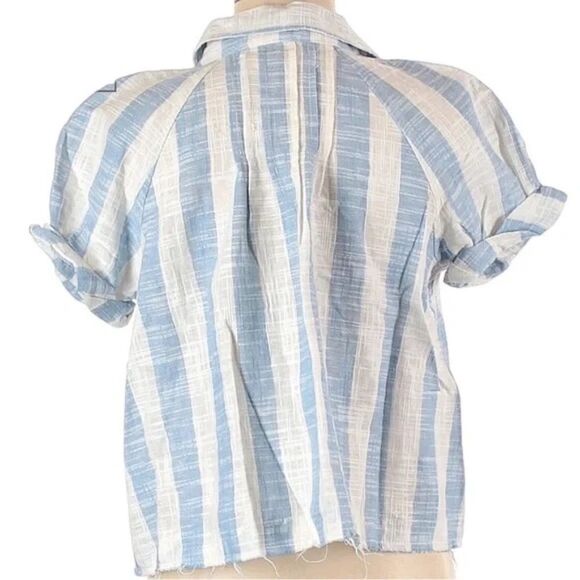 NWT FREE PEOPLE Away At Sea Striped Button Down Short Sleeve Top - Picture 5 of 5